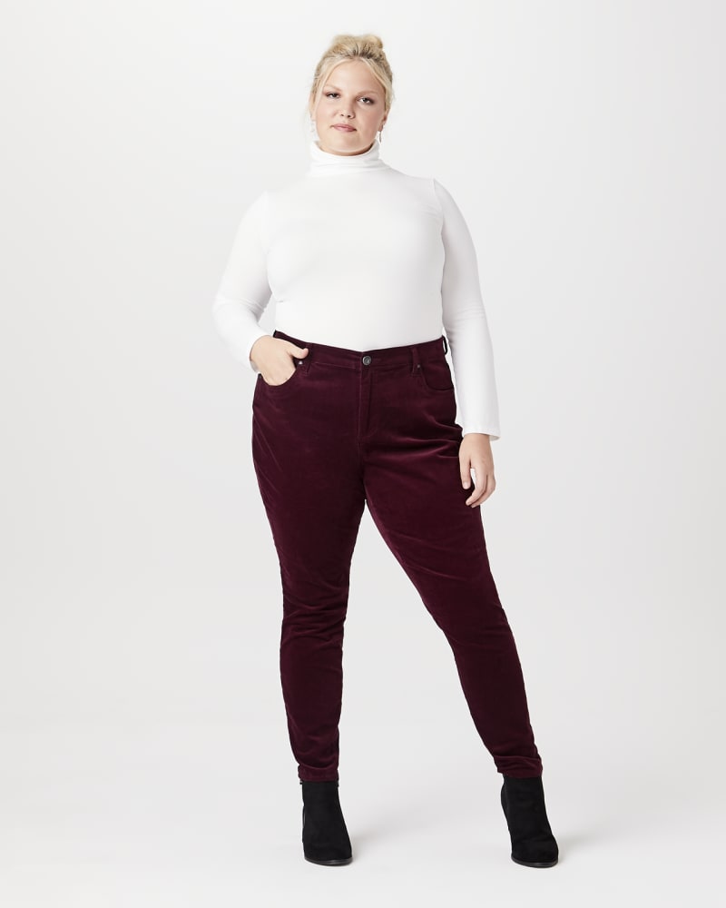 Plus size model with apple body shape wearing Claire Corduroy Pants by Kut From The Kloth | Dia&Co | dia_product_style_image_id:143946